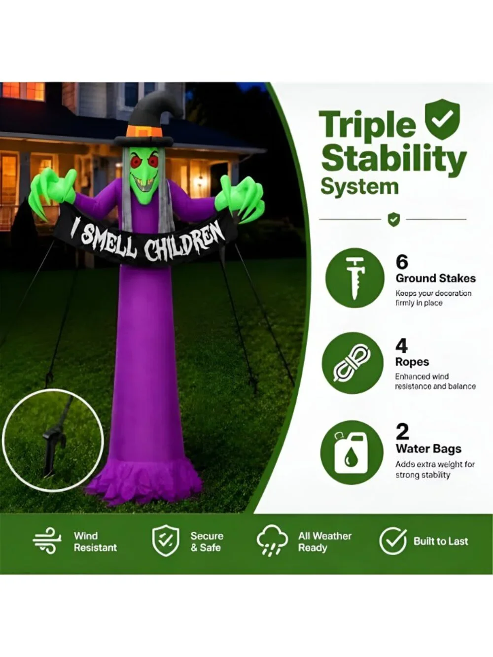 12FT Giant Halloween Inflatables Witch Outdoor Decorations, Giant Blow Ups with